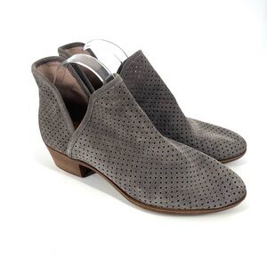 Lucky Brooklin Ankle Bootie Size 12M Gray Leather Suede Perforated